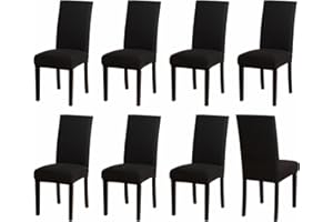 Sufdari Chair Covers 8 Black,Stretch Dining Chair Covers, Spandex seat Covers for Dining Chairs,Elastic Washable Chair Protectors for Dining Room,Hotel,Restaurant,Banquet (8,Black)