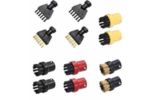 NIYATA 12 Stück Dampfreiniger Zubehör für Kärcher SC1 SC2 SC3 SC4 SC5,Dampfreiniger Bürste,Dampfreiniger Ersatzteile Sätze,8 Kleine Rundbürstendüse,4 Fugenbürste