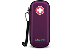 MEDMAX EpiPen Bolsa de Viaje, Rígido Concha Dura Estuche, Portátil Medicamentos Organizador para 2 EpiPens, Asthma Inhaler, Anti-Histamine, Auvi-Q, Allergy Medicine Essentials, (Púrpura)