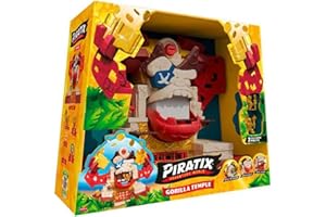 PIRATIX ADVENTURE WORLD PIRATIX Gorilla Temple - Temple Gorille de Piratix avec Plusieurs cachettes - Secrets et preuves à surmonter - Contient 1 Temple, 4 pièces (1 Exclusive), 1 Totem doré, 2 Piratix exclusifs et 3