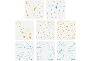 FINGERINSPIRE 8PCS Moon Twinkle Stars Painting Stencil 30x30cm Zodiac Constellation Drawing Stencil Decorative Fantasy Theme Stencil for Painting on Wall Wood Floor Tile Canvas Fabric Furniture