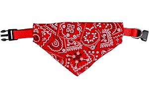 LEYT Bandana pour Collier pour Animal de Compagnie, Boucle à Dégagement Rapide Rouge, Respirant, Respectueux de la Peau, Collier écharpe pour Chiot, Réglable pour Chat (S 1.0cm/0.4in)