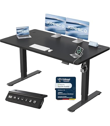 ONKRON Elektrisch Höhenverstellbarer Schreibtisch 140x60 Cm – Steh-Sitz-Tisch Bis 118 Cm, 60 Kg Tragkraft – Mit Digitaldisplay, Weiß