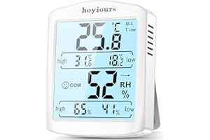 hoyiours Termometro Igrometro Digitale, Interno Ambiente Misuratore di Umidità e Temperatura, Misuratore di Igrometro per Casa con Retroilluminazione