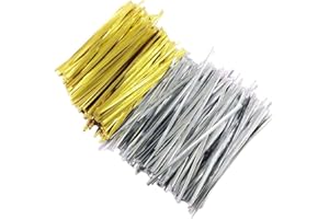Youery 2 Packungen Insgesamt 2000 Stück Twist Ties,Twist Ties for Bindestreifen,Metallischen Bindebaender Tütenclips Verschluss für Gefrierbeutel（Silber und Gold）