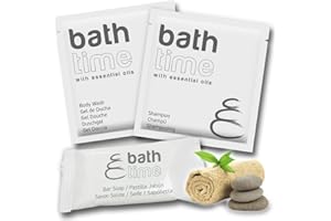 GPQ - Gel douch hotel + Shampoing + Pain de Savon | 100 unités x 3 Produits | Aux huiles essentielles, sans paraben | Pour Hôtel, Gîte Rural, Appartement, B&B | Fabriqué en Espagne