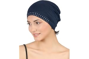 Deresina Headwear Bambus Chemo Kopfbedeckung für Damen, Verzierte Schadelkappe bei Haarausfall, Schlafmütze, Haube für unter Hut, Turban oder Kopftücher, Mützen für Krebspatienten, Sicherer Sitz