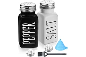 SIVAOPA Salt and Pepper Shakers Set, 2 Pcs Salt and Pepper Shakers Sets, Small Black and White Salt Shaker, Salt and Pepper Pots Salt Dispenser for Kitchen, BBQ, Camping, Restaurant, Dining Table