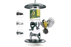 WILDTIER HERZ corazón Animal Salvaje | Comederos para Aves de Comida de Grano, 26 cm, con plazas de Acero Inoxidable, Columna de alimentación para pájaros [Verde]