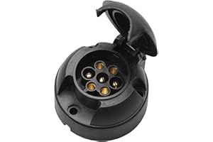 CXTM 7-Pin Trailer Socket with Mounting Accessories, 12 V Waterproof 7-Pin Trailer Plug and Socket in Accordance with ISO 1724, for Trailer Caravan RV AHK Adapter (Socket)