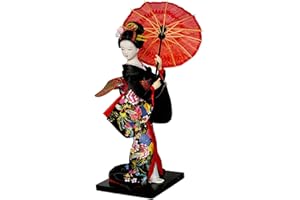 JISADER Bambola kimono geisha giapponese, 10 pollici, statuetta da collezione geisha asiatica regalo, statua kimono geisha per da tavolo per interni