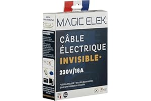 MAGIC ELEK - Câble électrique invisible ultra plat 10M 230V/16A – 3 LIGNES - disparaît sous peinture, papier peint, carrelage… Fini les goulottes passe câble…