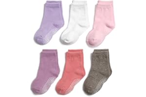 QIYIENDIAN 6 pares de calcetines antideslizantes y cálidos con puños para bebés, niños y niñas