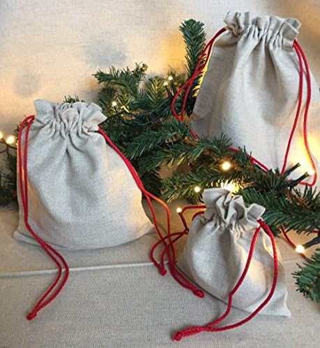 SET of 3 natural Linen gift bags - natural favor bag - rustic organic storage bags - treat bag - travel loundry bagyle