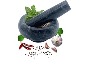 HIBUCUO Marble Mortar and Pestle Set, 3.5 Inches Small Grinder Bowl for Guacamole,Pestos Seasonings Pastes, Salsa, Pills Crusher, Spice, Herb, Garlic, Nut, Heavy Duty Grinder Black