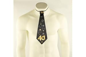 HAPPIUM Cravatta con scritta "Happy Birthday", colore: nero e oro, per feste