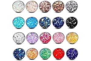 AMASAWA 20 Paia Orecchini,12 mm in Acciaio Inox Lucido Cristallo Orecchini tondi per i Bambini Gypsophila,Gioielli Orecchini Traforati per Donne Ragazze