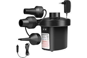 Pompe à Air Électrique, Cadrim Pompe à Air Rechargeable USB, 5000 mAh, Gonfleur à Pompe Électrique Rechargeable avec 3 Buses d'Aair pour Matelas Gonflable, Bateau, Piscine, Anneau de natation, Camping