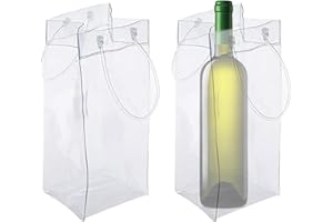 DLICSY 2 Pack Wine Ice Bag Beer Cooler Bag ​Wine Bottle Cooler,Wine Bottle Chiller Cooler Portable Collapsible Leakproof Clear PVC Chiller Ice Bag for Travel,Drinks,Dinner Outdoor Party Camping Picnic