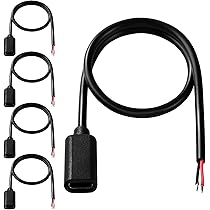 5x USB-C Pigtail Kabel 30 Cm, 22AWG, 5V/3A – Offene Enden Für DIY LED, Ventilatoren & Mehr