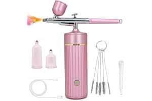 YIKO Mini Aerógrafo Set con compresor de aire, 36 PSI aerógrafo inalámbrico Recargable con Boquilla de 0,3 mm para Maquillaje, decoración de Past (A63-rosa)