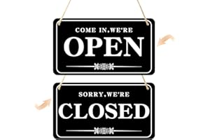 VIN BEAUTY Offen Geschlossen Schild, Doppelseitiges PVC Hängeschild, Öffnungszeiten Schild für Geschäfte, Öffnungszeiten Schild, Hängeschild mit Seil, Öffnungszeiten Schild für Geschäftsfenster Shop Bar Hotel