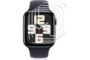 Vauki 4 Pièces Protection Écran pour Apple Watch SE 44mm (2022/2020) /Serie 6/5/4 44mm Verre Trempé,Anti-Rayures HD Transparent Sans Bulles Ultra-Mince TPU Souple Film Protecteur Installation Facile