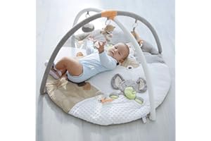 MINIDREAM Mini Dream Jumbo Baby Play Mat, Activity Playmat for Baby Floor Play Gym with Detachable Toys, Music, Rattle and Baby Safe Mirror, Baby Sensory Tool Padded with Soft Cotton for Infant & Newborn
