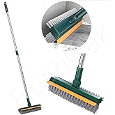 Rushwak 3 in 1 Long Handle Bathroom Cleaning Brush with Wiper, 180° Rotate for Floor/Toilet Cleaning (Multicolor)