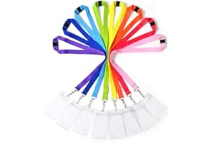 WEZEBEL 8 Pack Breakaway Lanyard with Badge Card Holders, Durable Rainbow Neck Safety Lanyards Straps for Name Badge Holders in Bulk, Assorted 8