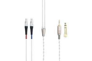 HansnBy Versilbertes Audio-Upgrade-Ersatzkabel Kompatibel mit Sennheiser HD800-, HD800S- und HD820-Kopfhörern mit 3,5 mm 1/8 "Stecker und 6,3 mm 1/4" Adapter