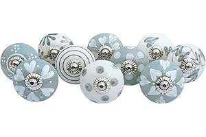 Royal Kraft Vintage Hand Painted Ceramic Pull Knobs for Kitchen Cabinet, Door & Drawer, Wardrobe, Cupboard (Set of 10) Sknob004