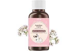 Lamina Care - Tranquilizante para Perros en Gotas con Ashwagandha, Manzanilla y Valeriana, Tranquilizante para Gatos 100% Natural para Reducir el Estrés y la Ansiedad, 150ml de Gotas Calmante Perros