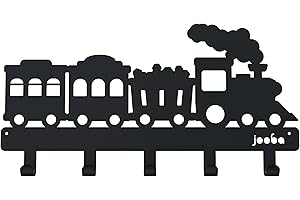 Mevsim Store Porte-manteau enfant train - Chambre d'enfant - 5 crochets -42x21x3 - Porte-manteau train - Accessoires chambre d'enfant - Locomotive - Noir - Porte-manteau mural - Console