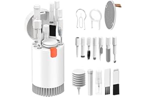 DMNYDM Juego de Limpieza de Teclado 20 en 1 con Cepillo,Limpiador de Teclado Multifuncional Kit de Limpieza de Cepillo para Pantalla de Tableta,Laptop,Teléfono,Auricular,Extractor de Teclas,Blanco