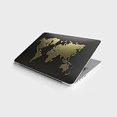 Laptop Sticker Notebook Pc Kaplama Etiketi D&uuml;nya Haritası Gold
