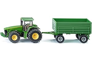 siku 1953, John Deere Tractor with Trailer, 1:50, Metal,Plastic, Green, Multifunctional