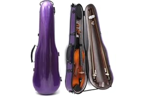 WUQIMUSC Violin Case 4/4 hard shell Carbon fiber Lightweight Triangle case with Backstraps External accessory storage bag (purple)