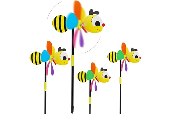 4 Pièces Moulin à Vent, Moulin a Vent Animaux, Moulin à Vent de Jardin, 3D Turbine à Vent, Tournante pour Balcons, Terrasses et Jardins