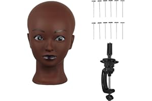 AOFADANING Eye-catching wig displays: bald model heads, afro wig stands and model heads for wigs and make-up techniques - show off your style! (go bareheaded) (black)