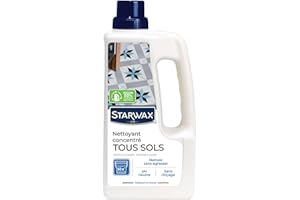 STARWAX - Nettoyant Concentré pour Sols Intérieurs - Nettoie et Dégraisse Tous les Sols Mats et Brillants - Sans rinçage - Pour Usage Régulier - Fabriqué en France - 1L - jusqu'à 50 nettoyages