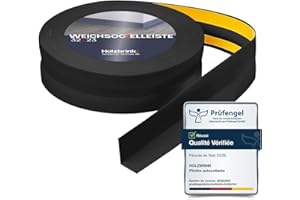 HOLZBRINK Plinthe souple autoadhésive 32x23mm, 5 m | Plinthe PVC pour finition plan de travail, meubles cuisine | Lame PVC adhesive | Couleur : noir