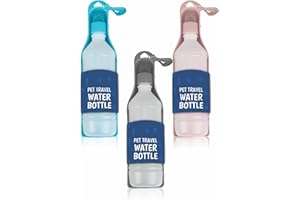 LAVY Pet Water Bottle Pet Travel Water Bottle For Dog Pouring Nozzle And Integrated Clipped Off Bowl Plastic Portable Dog Drinking Bottle Puppy Cats Water Bottle 23cm Assorted Colors (Pack Of 1)