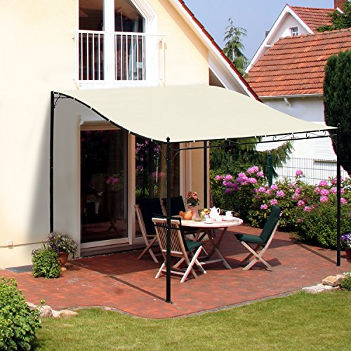 Outsunny® Pergola Gartenpavillon Pavillon Überdachung Zelt Metall Creme 297x297cm - 2