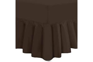 NOOR'S COLLECTIONS Fitted Valance Sheets Double Bed – Noor’s Collections Chocolate Brown Valance Sheet Double | Double Bed Sheet Plain Dyed Poly Cotton Extra Deep Frilled Valance Bedsheets for Double Bed