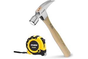 STANEW Premium 16 oz Claw Hammer with Hickory Wood Handle and 16-Feet Tape Measure: Dual-Scale, Secure Locking Mechanism, Accurate Measurements