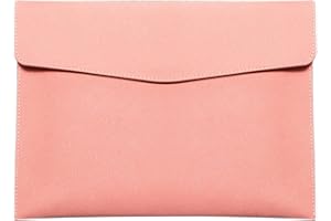 Skyzone Cartera de Documentos A4 en Cuero PU, Organizador Bolsas de Documentos de Viaje, Carpeta de Archivos Impermeable con Cierre a Presión, Estuche de Portafolios de Sobres (Rosa)