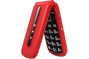 Uleway 2G Flip Senior Mobile Phone - SIM Free Unlocked Big Button Phone for Elderly, Easy to Use With SOS Button, Red