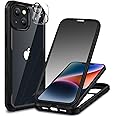 CENHUFO Compatible with iPhone 14/13 Case Built-in Privacy Screen Protector with Camera Lens Protector, 360°Full Body Shockproof Case for iPhone 13/14 with Anti Spy Screen Protector -Black