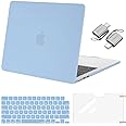 MOSISO Compatible with MacBook Air 13 inch Case 2025 2024 2023 2022 M4 A3240 M3 A3113 M2 A2681, Plastic Hard Shell&Keyboard Cover&Screen Film&Type C for MacBook Air 13.6 inch Case, Air Blue